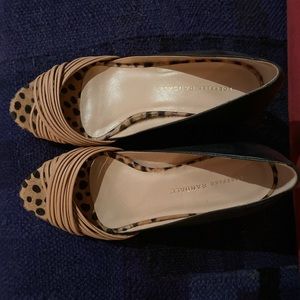 Loeffler Randall Black & Tan leather wedge size 7